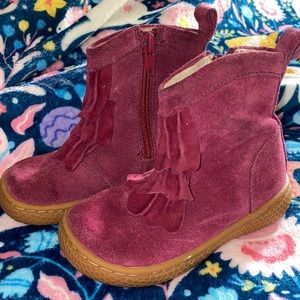 Burgundy Livie & Luca ruffle booties